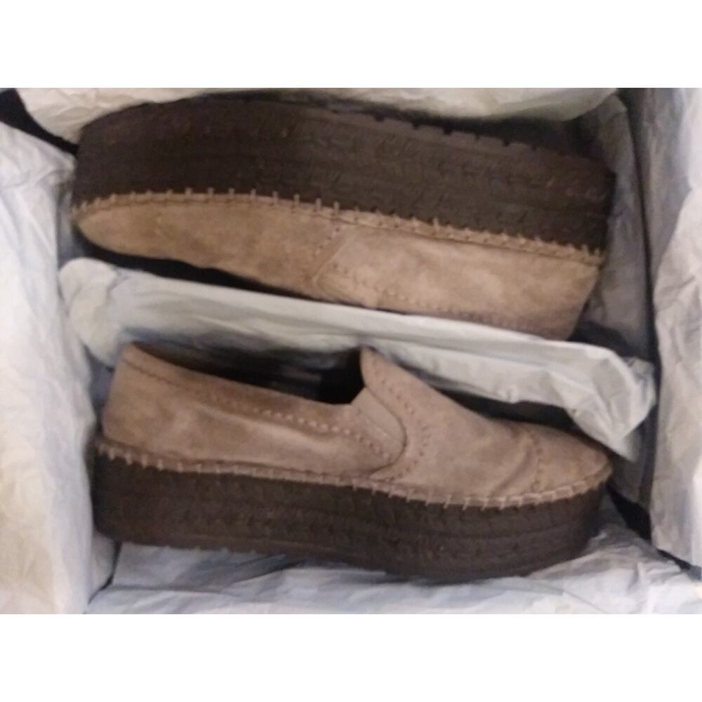Women's Prada Platform Espadrille Flats Suede Loafers Shoes Size 40 Gray Us 8.5 - Picture 12 of 14